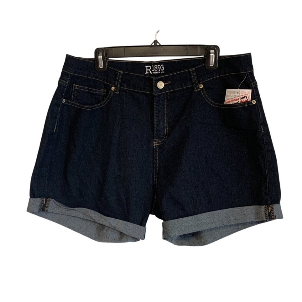NWT R1893 Womens Dark Wash Denim Cuffed Shorts Size 16